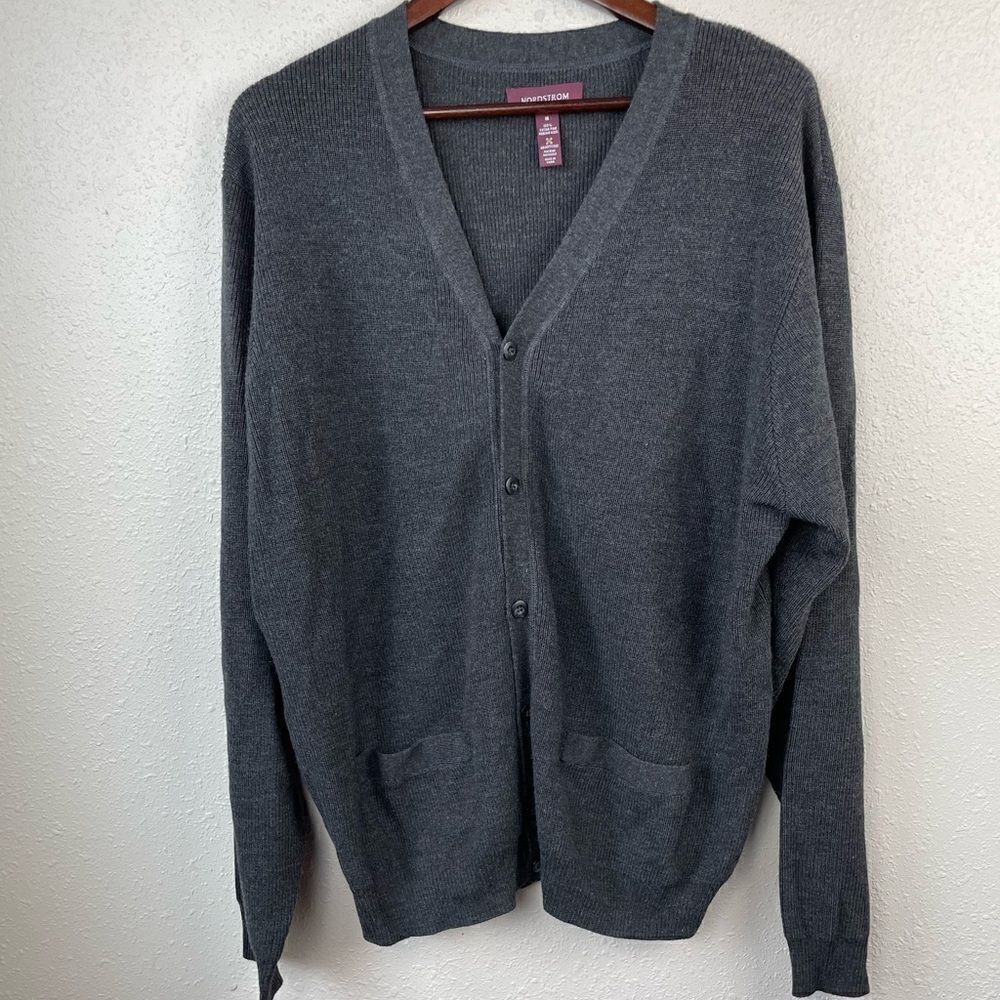 Nordstroms Gray Wool Cardigan Sweater Size M EUC